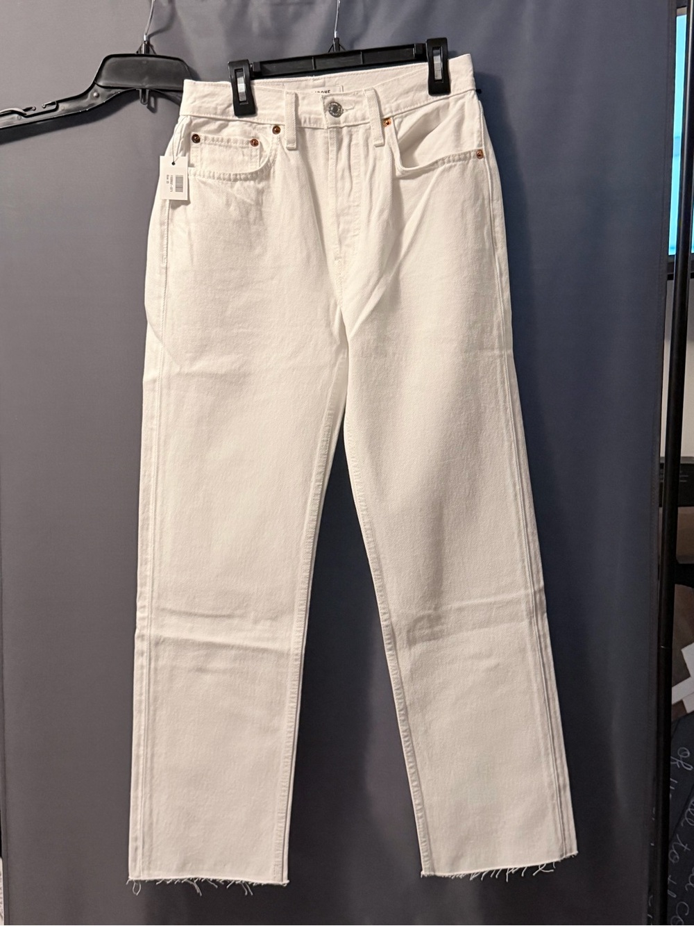 Re/Done Women's White Straight-Leg Jeans